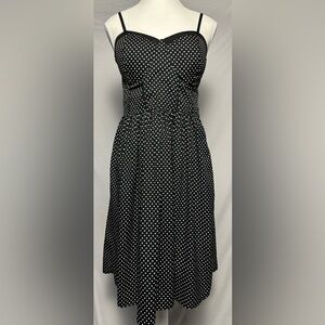 JOLIE Vintage 70s Inspired Retro Polka Dot Summer Midi Dress Size 6
